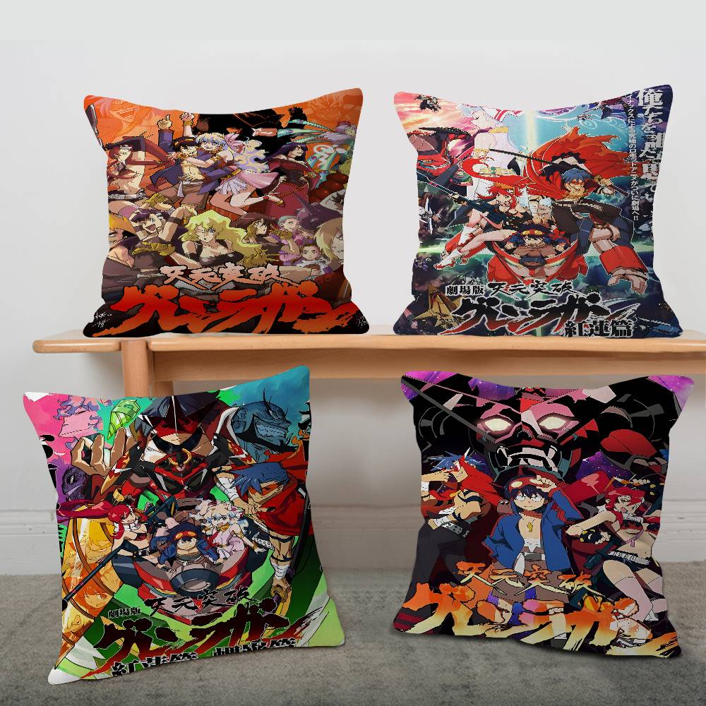 Federa Cuscino Anime Gurren Lagann Per Camera da Letto e Divano Soggiorno Copricuscino Decorativo