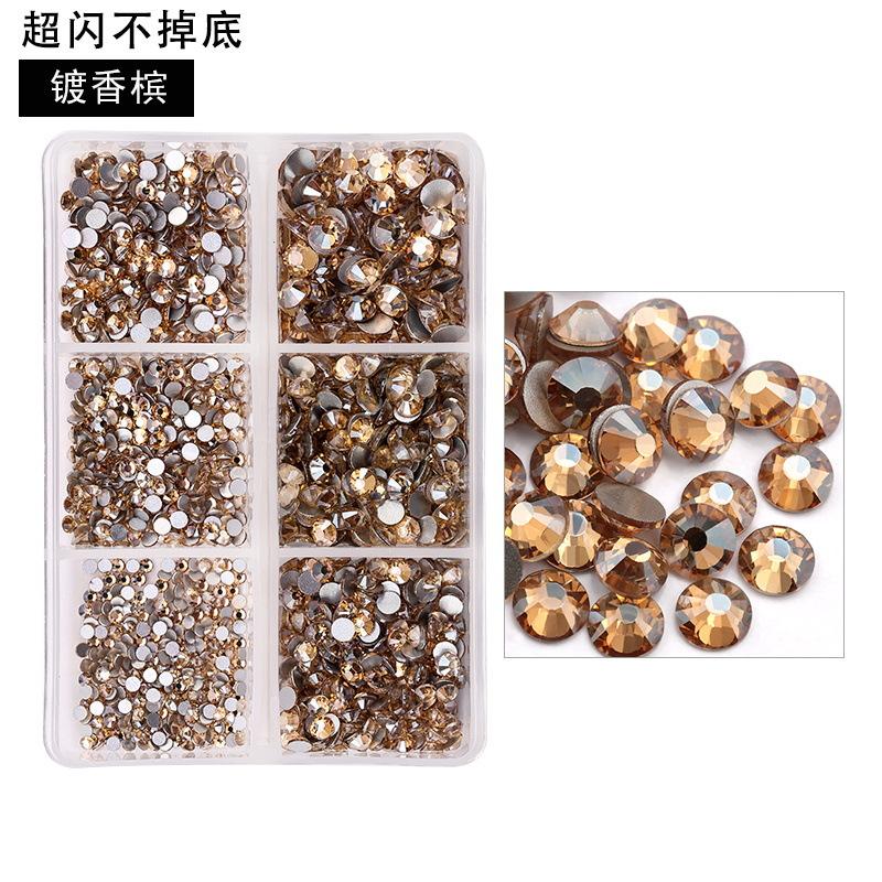 6-Grid Nail Art Diamond Box Ss6-Ss20 Large-Capacity Flat-Bottomed Rhinestone Set Diy Nail Jewelry Sticker Drill 1560 Pcs