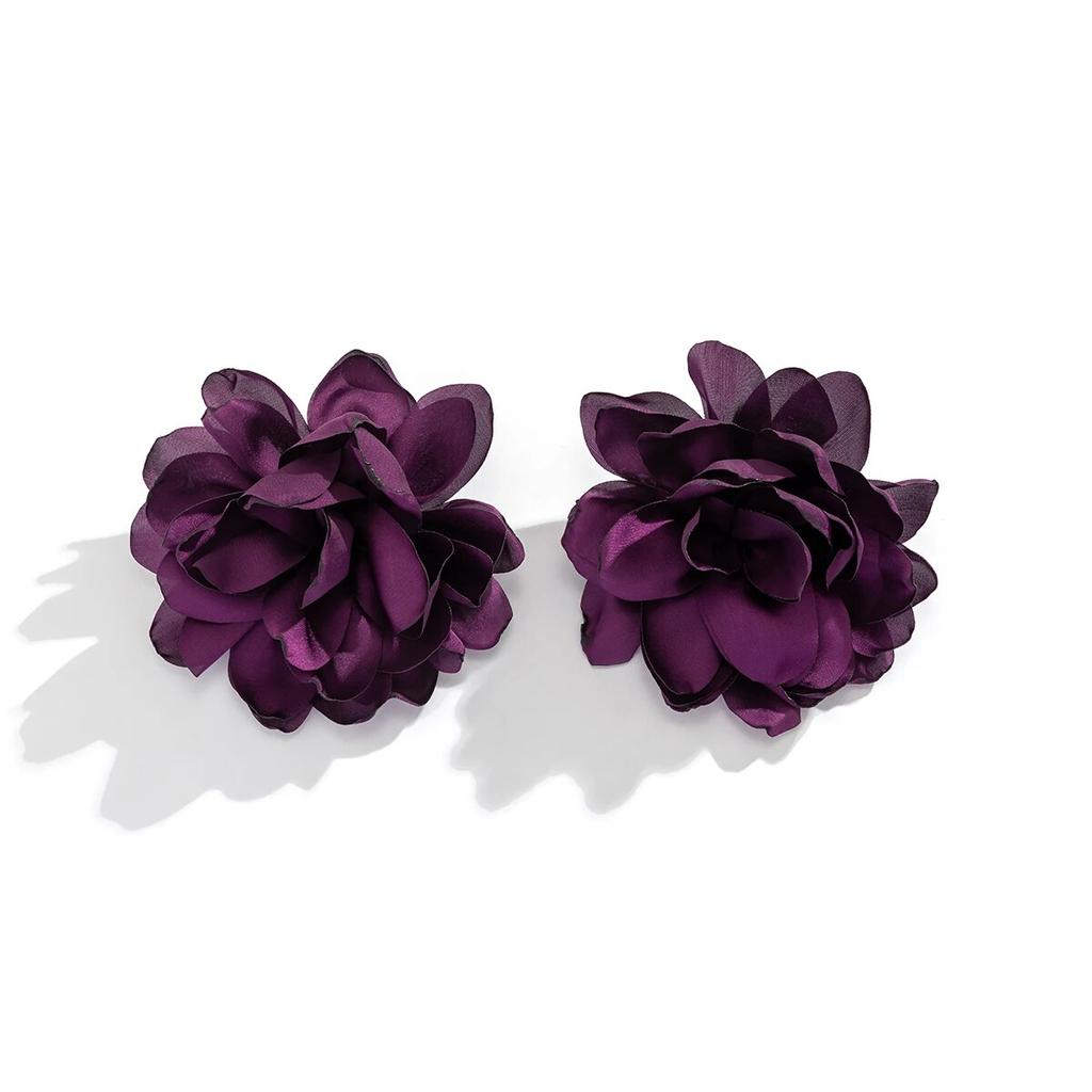 Böhmen Übertrieben Große Flauschige Stoff Blume Tropfen Ohrringe für Frauen Trendy Elegante Blütenblatt Y2K Schmuck Mi Zubehör Geschenk