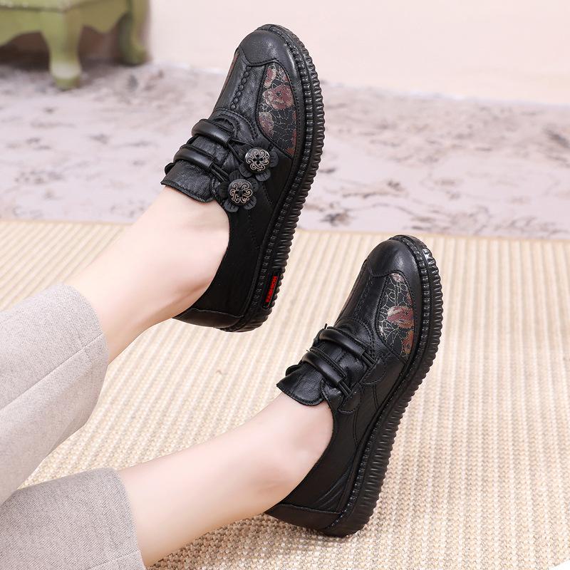 Fashion Women Flat Platform Shoes Autumn New Waterproof Leather Surface Wear-resistant Casual Pedal 2024