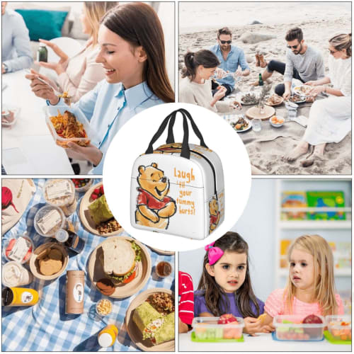 HTSW Cute Winnie the Pooh Bento Box, Stylish Insulated Lunch Bag, Perfect for Commuting, School, Travel, and Outdoor Activities, Unisex