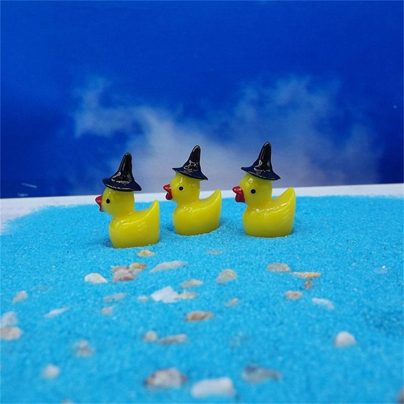 50Pcs Resins Duck Minaiture Statue With Witch Hat Halloween Gift For Moss Terrariums Display Garden Landscape Ornaments