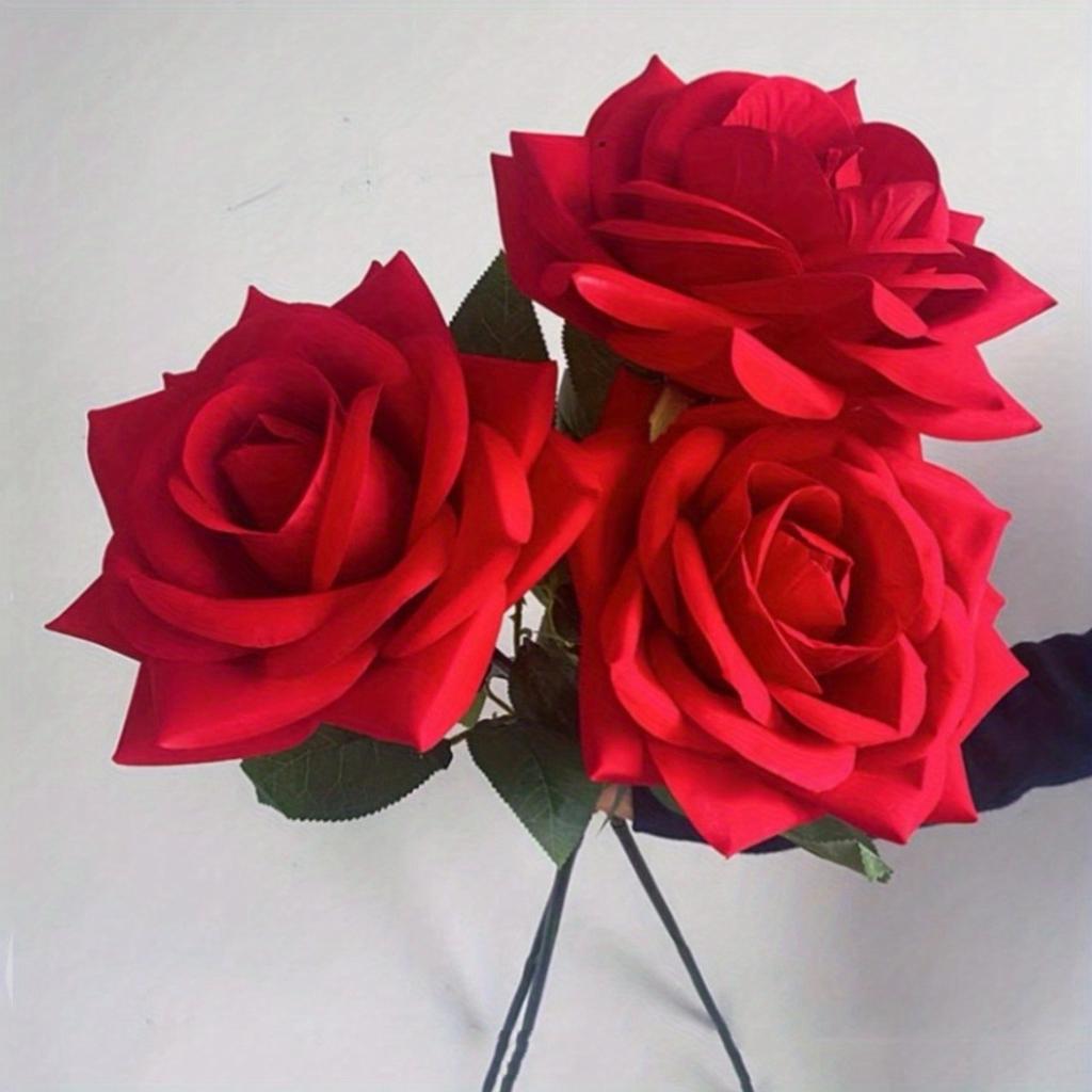 44 Inch Artificial Red Rose Flower, Single Red Rose with Stemfor Valentine's Day Mother's Day Wedding Party Home Decor Centerpieces Anniversary Decor