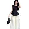 Elegant Women's Summer 2026 Slimming Suit Set - Stylish Two-Piece with Age-Reducing Top and Skirt