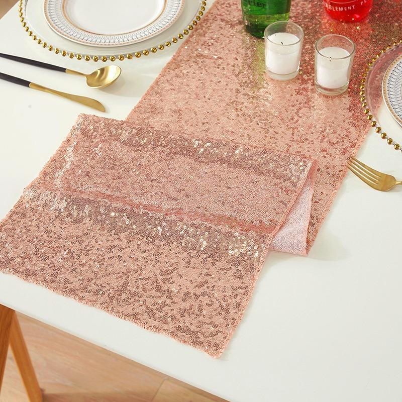 12 "x 108" Glitter Pailletten Tisch Läufer Tuch Hochzeit Läufer Rose Gold Silber Sparkly