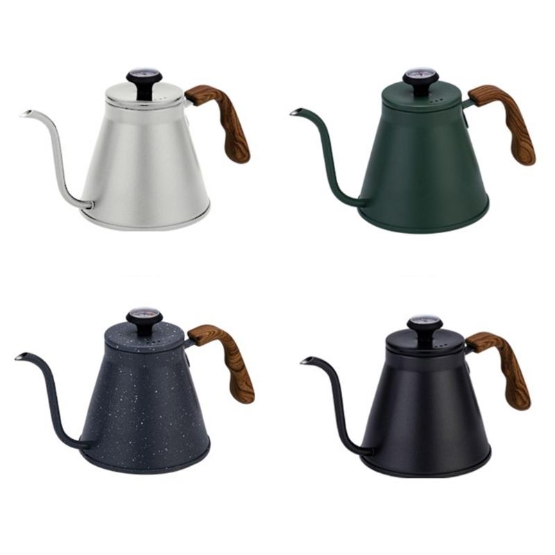 Edelstahl Schwanenhalskessel 1,2L mit Thermometer und Hitzebeständigem Griff für Präzision beim Kaffeeaufgießen