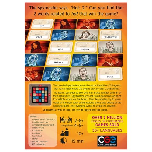Codenames Card Game, 2-8 Players, Ages 3 and Up