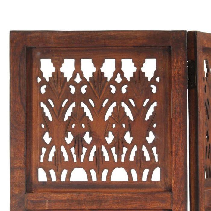 VidaXL Cloison de séparation 3 panneaux Marron 120x165cm Bois manguier