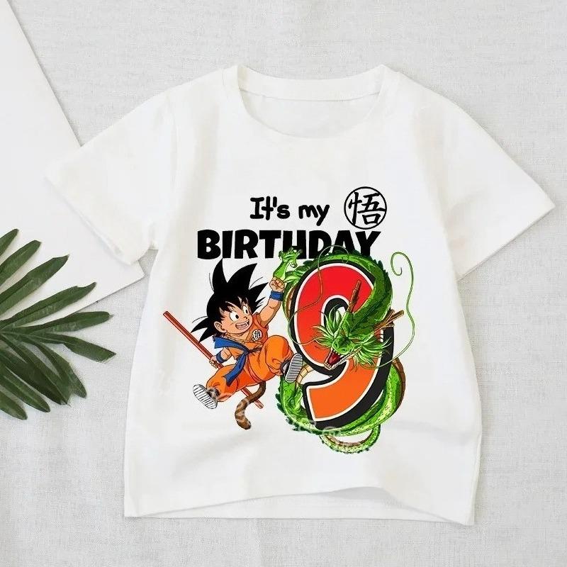 Dragon Ball T-shirt Boys Number Clothes Fashion Goku Anime Figure Print Clothing Tops Kids Summer Breathable Tops Birthday Gift