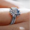 2Pcs Colorful Diamonds Open Rings Alloy Finger Rings Ornaments Stackable Sun Moon Rings Accessory Set for Women Girls