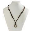 Salircon Boho Vintage Metal Double Ring Pendant Necklace Casual Korean Velvet Adjustable Rope Chain Necklace Men's Neck Jewelry