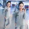 Fashion: Thick and Warm Padded Casual Sports Outfit for Women, Long-sleeved Hoodie, Student Wear, Large Size, Two-piece Set