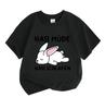 100% Cotton Kids Boys Girls Crew Neck Short Sleeve T-Shirt, Cute Sleepy Bunny Hasi Mude Hasi Schlafen Graphic Casual Soft Breathable Tee for Daily Wea