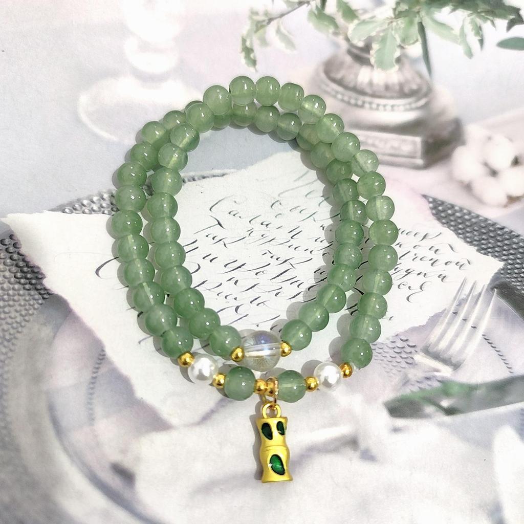 New Women's Mori Style Butterfly Glass Bracelet with Colorful Crackle Beads