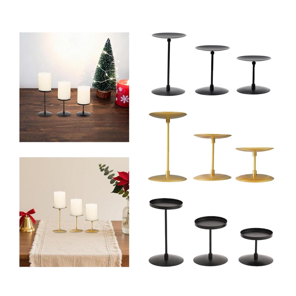 3 Pieces Pillar Candle Holders Decorative Candlestick Holder Stand Table Centerpiece for Fireplace Living Room