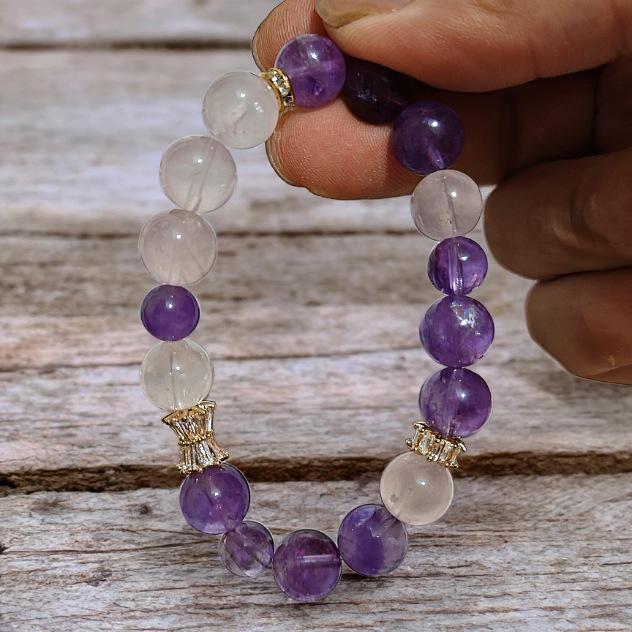 

Purple Fire Rose Quartz & Amethyst Crystal Bracelet
