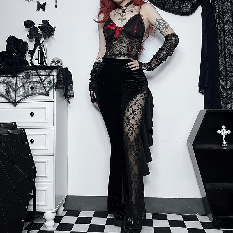 Women's Pants Wide Leg Gothic Sweatpants Punk Korean Style Black Elastic High Waist Trousers Joggers Harajuku Yoga Pant