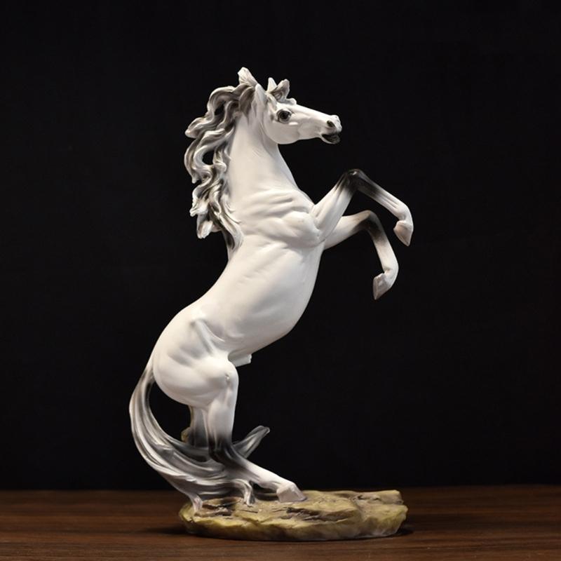 Resins Standing Horse Figurine Sculpture 12Inch Tall Tabletop Decoration for Living Room or Study Aesthetic Appeal