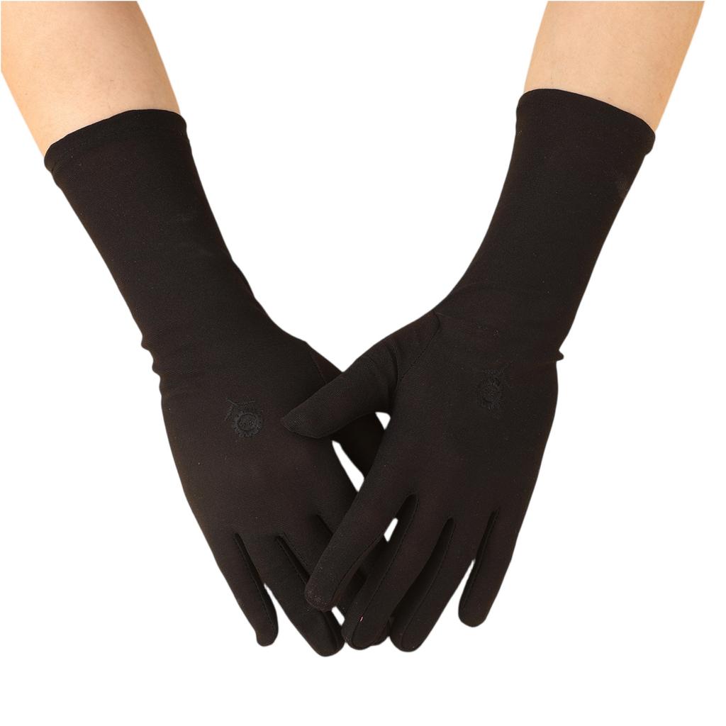 Sun Protection Long Thin Ladies Gloves Embroidered Breathable Summer Fashionable Business Elegant Stylish Polyester Gloves