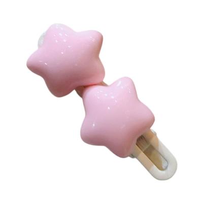 2Pcs Girl Hairpins Candy Color Star Decor Hair Clips Non-Harmful Design Smooth Edges