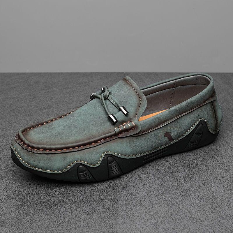 Round Toe Leather Shoes for Men Moccasin Suede Soft Loafers Flat Man Casual Shoe Fashion  Summer Sale New In Designer Pu On