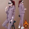 Women's Loose Fit Tracksuit Long Sleeve Hoodie Drawstring Waist Jogger Pants Three Piece Fleece Lined Casual Sportswear Winter Matching Set