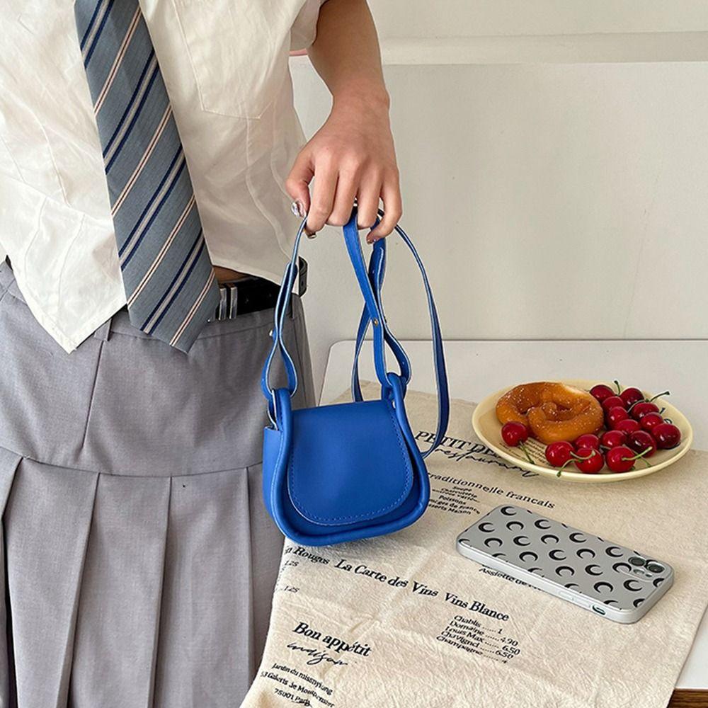 Small Square Bag Mini Crossbody Bag Solid Color Children's Bag Fashion Lipstick Makeup Bag  Girls