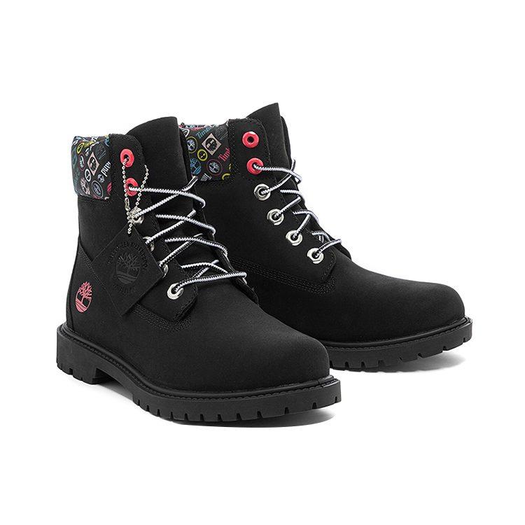 Timberland Heritage 6 Inch Waterproof Boots 'Black Nubuck With Colorful Logos' Women's A5M24001