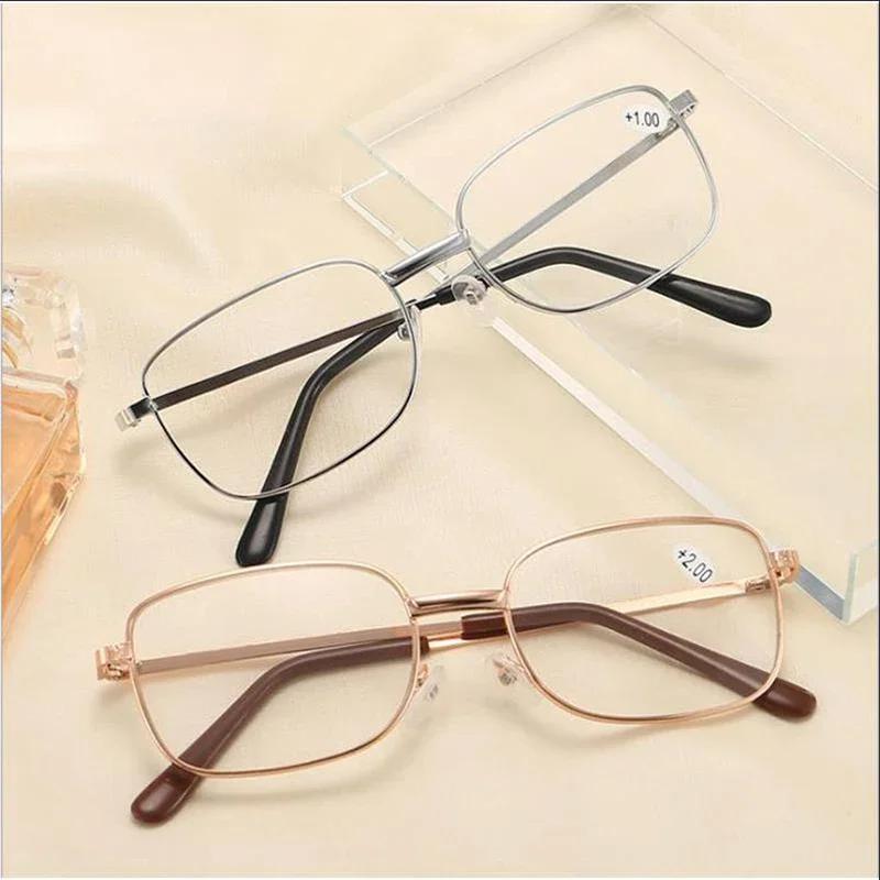 3Pcs Metal Frame Square Reading Glasses Anti-Fatigue Fashion High Definition Presbyopia Diopter +1.0 +1.5 +2.0 +3.5 +4.0