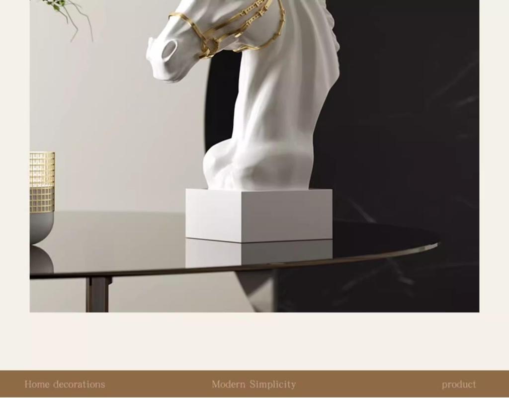 Pre-owned Resin Horse Head Figurine for Elegant Home or Office Display