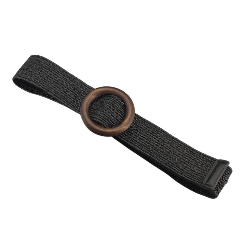 Lady Bohemian Elastic Braided Belt  Female Dress Jeans Wide Black PP Straw Designer Wood Buckle Boho Belts