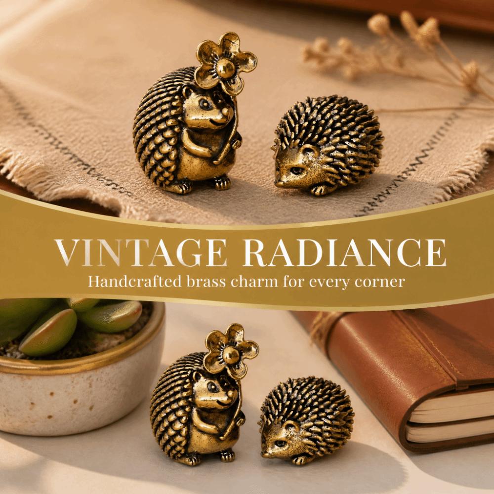 Detailed Texture Copper Hedgehog Statue Antique Hedgehog Figurine Gift for Collection
