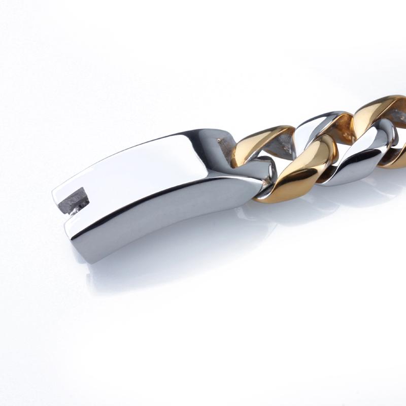 Luxury Cool Never Fade Gold Color Bracelet Men 12MM Curb Chain Mannen Armband Men's Bracelets Bangles for Man Wristband Gift