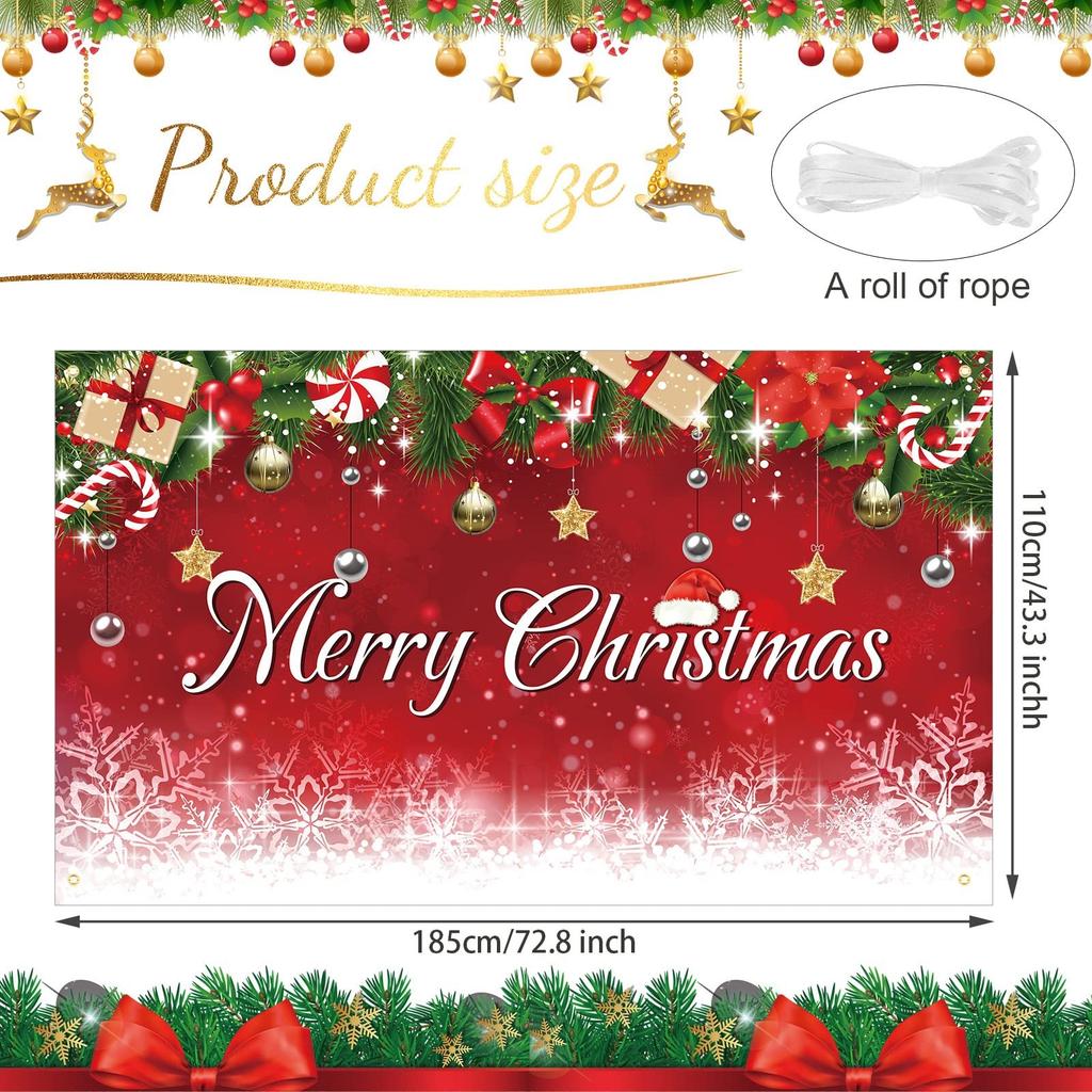 Blulu 72.8 x 43.3 Inch Christmas Banner x Inch, Lettering Style