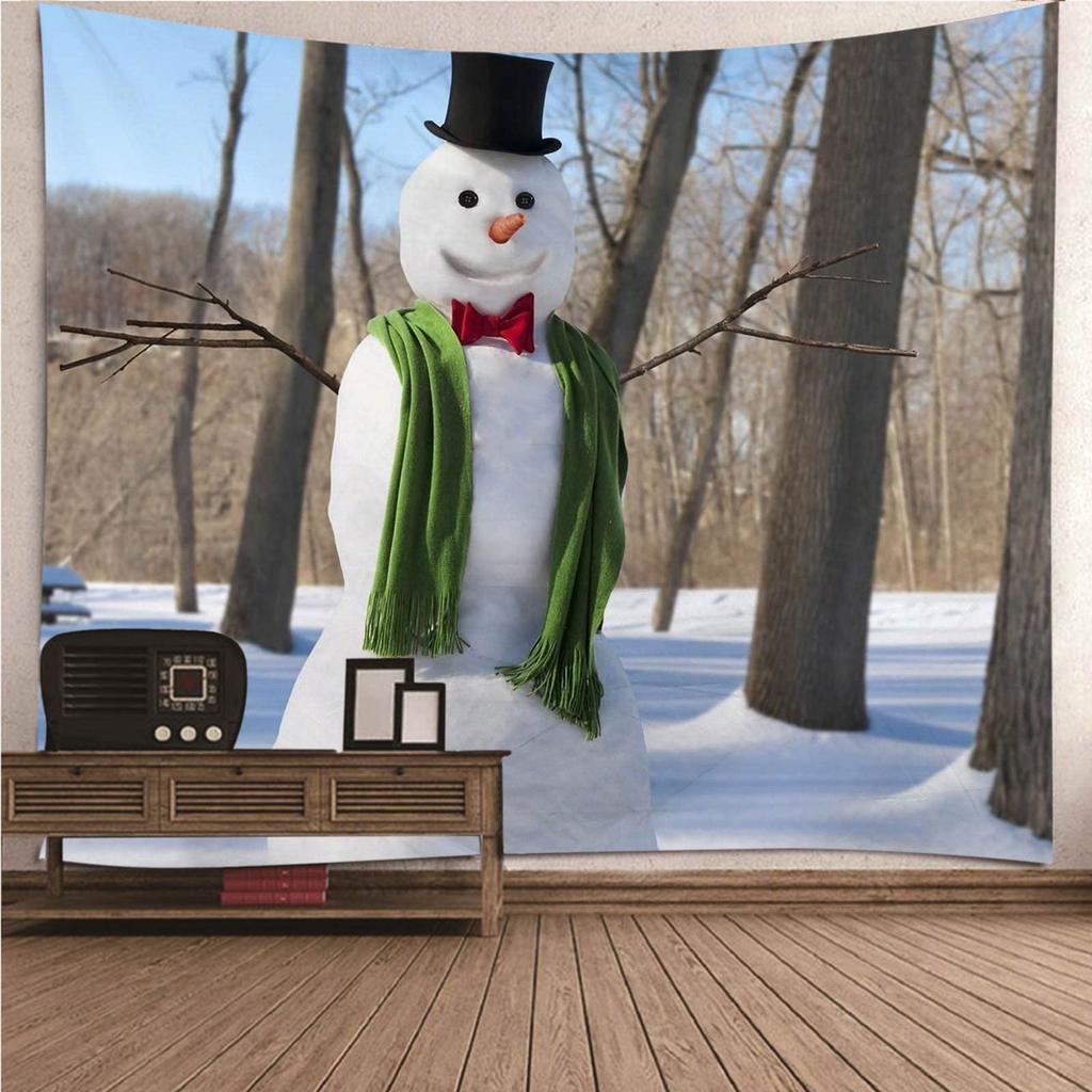 Funny Christmas Snowman Tapestry New Year Party Background Tapestry Bedroom Dormitory Wall Hanging