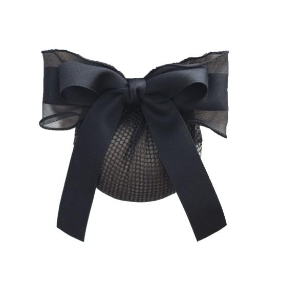 Hair Net Bow Decoration Durable Fabric Mesh Hair Net Simple Hairstyle Hair Bow Decoration чёрный