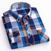 Men's Plus Size Pure Cotton Brushed Plaid Long Sleeve Shirt - Business Casual & Breathable