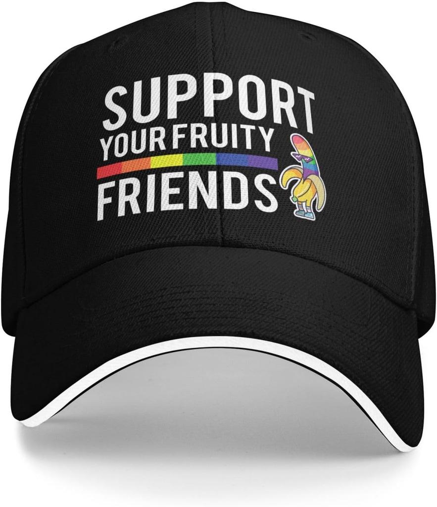 Support Your Fruity Friends LGBT Pride Baseball Cap Polyester Adjustable Casual Summer Hat