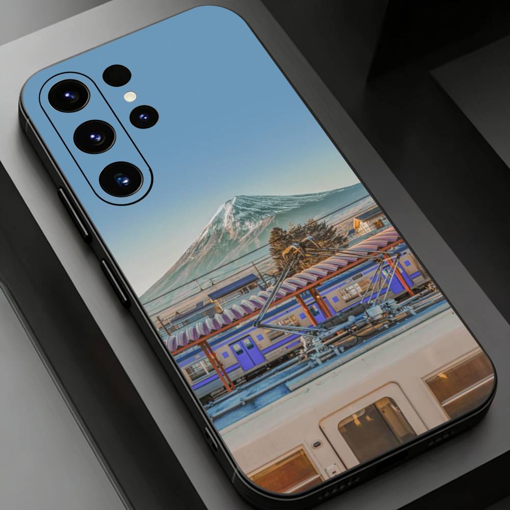 Retro Japanese Vintage Train Phone case for Samsung Galaxy S24,25,26,23 22,21,S20 Plus Ultra FE soft fundas cases