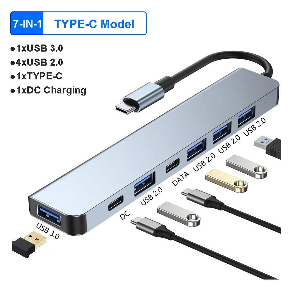 8 Ports USB C HUB USB A TYPE-C HUB Concentrator USB C Docking Station 5Gbps Multi Adapter SD TF Card Reader For MacBook Air PC