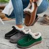 Women's Plus Size Warm Fleece-Lined Low-Top Flat Heel Slip-On Lazy Casual Cotton Shoes