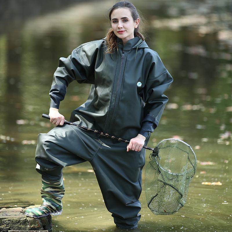 Eco-Friendly One-Piece Fishing Waders with Boots - Full Body Waterproof Pants