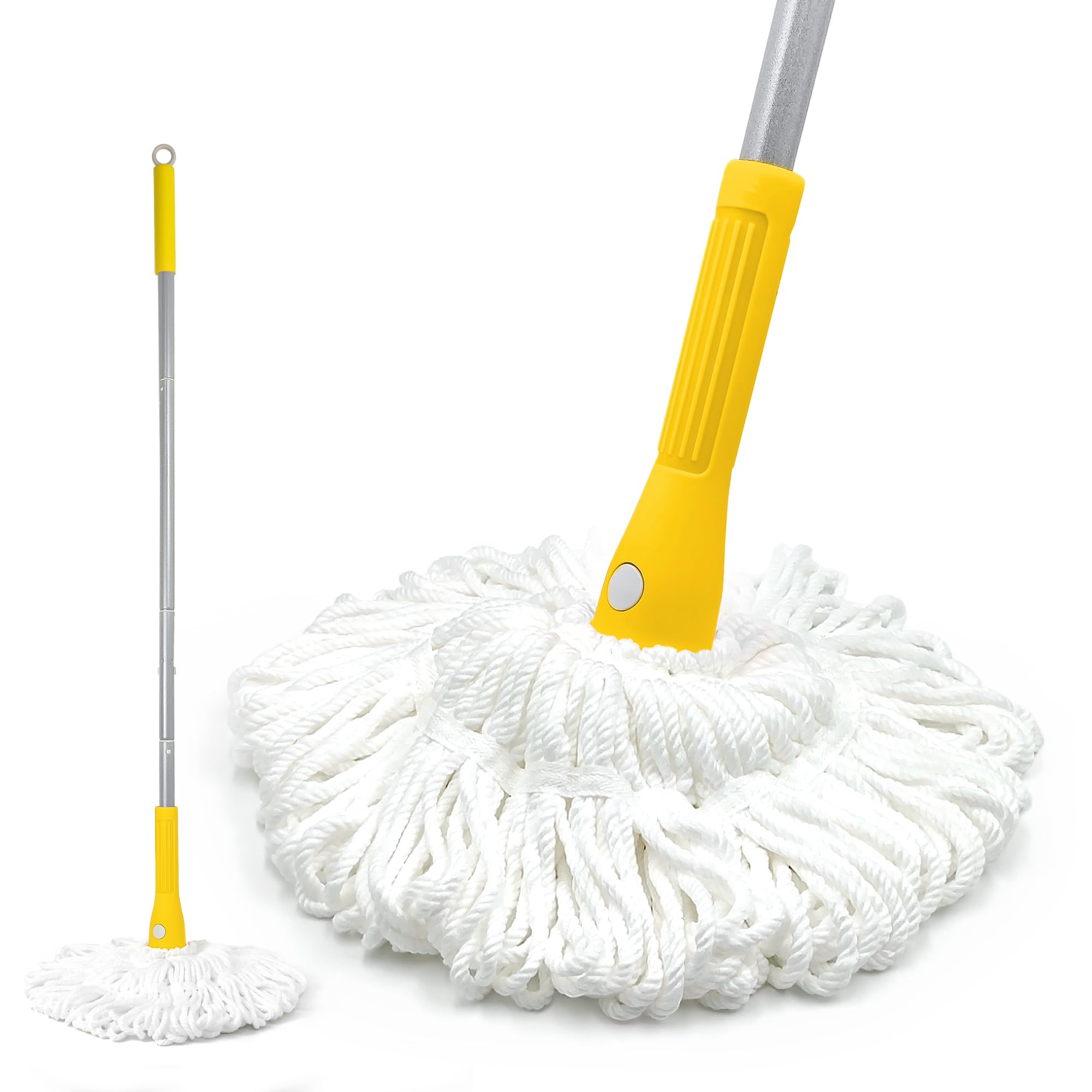 

JEHONN Швабра для влажной и сухой уборки длиной 146 см с 2 насадками, вращающаяся, для легкой уборки пола, используется для чистки паркета, плитки, мрамора, дома, офиса, кухни, с отжимом