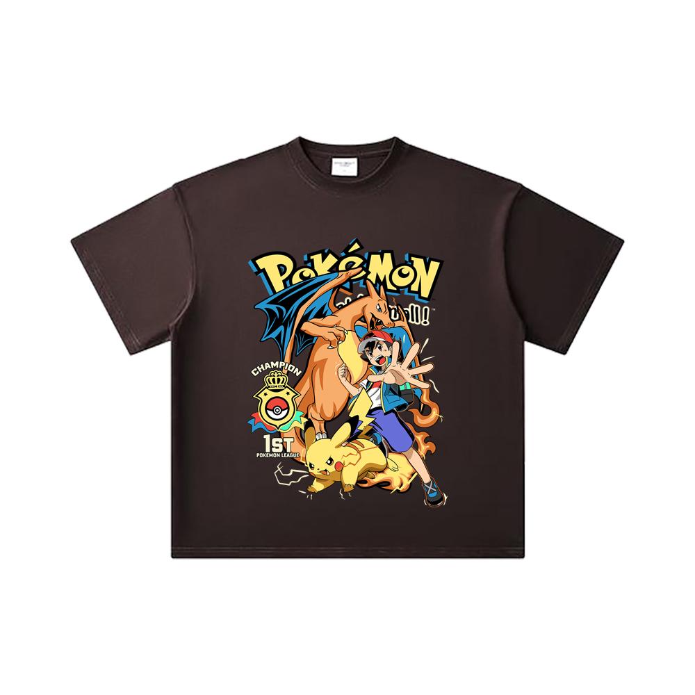 260 GSM Double Yarn 32 Count 100% Cotton Pokemon V1 Print Unisex Heavy Cotton T Shirt