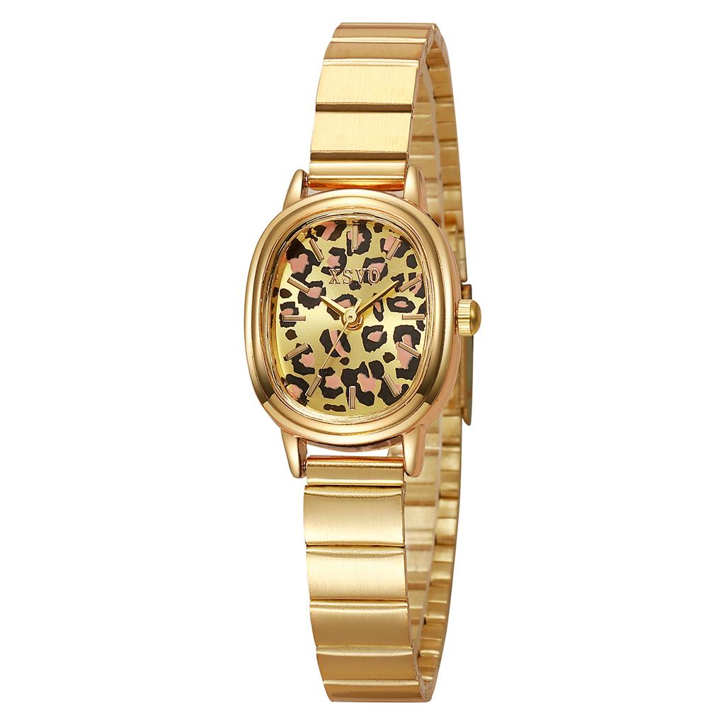 Fashion Light Luxury Leopard Roman Numerals Oval Quartz Watch for Women for Christmas and Halloween Gifts