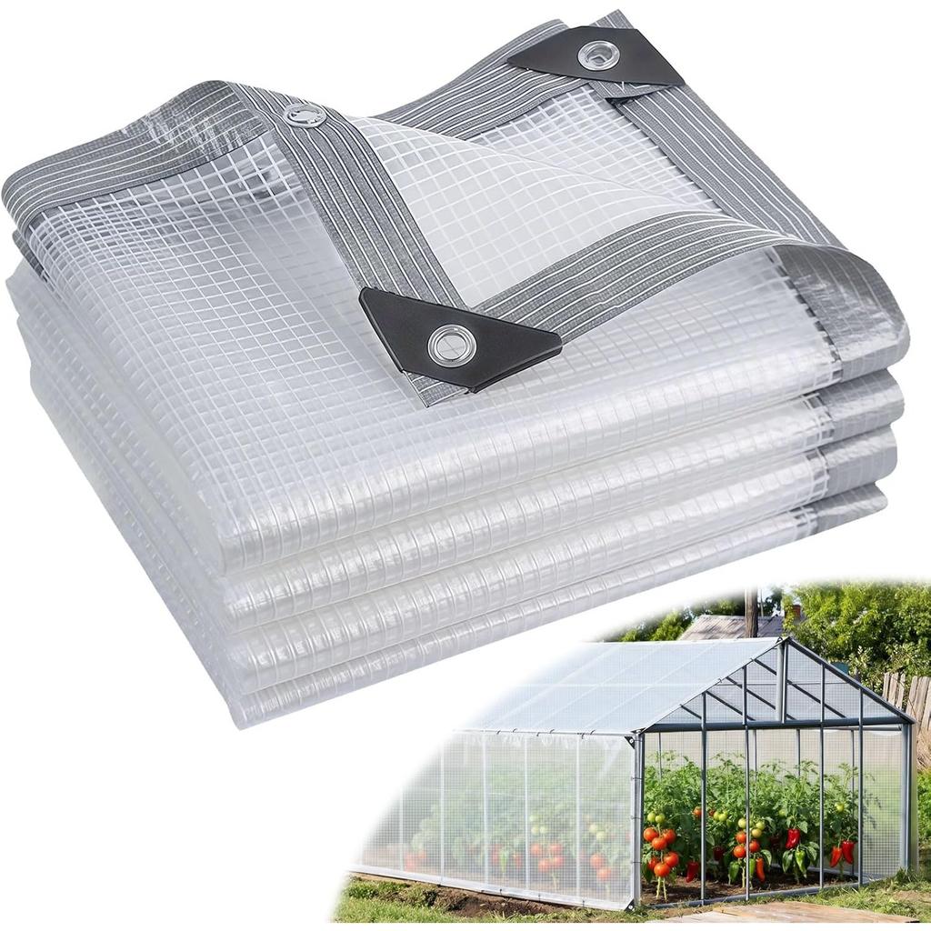 Clear Plastic Tarps Heavy Duty Waterproof 4x8 FT,Green House Plastic Covering Sheeting,UV Resistant Greenhouse Cover Clear Tarp with Grommets