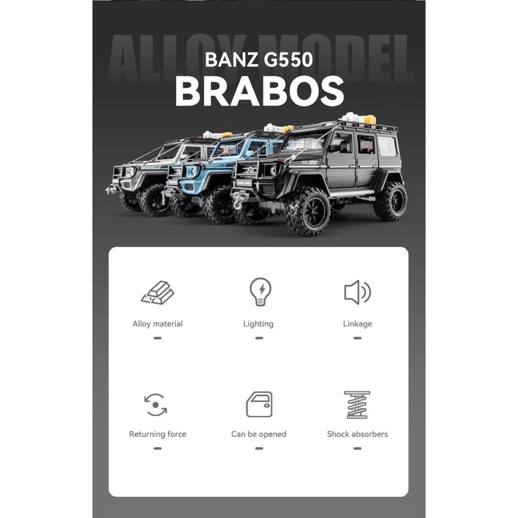 1/24 Scale Diecast Mercedes-Benz G550 4X4 Modified Version Off-road Car Sound and Light Pull Back Children's Toys Collection Gift Box