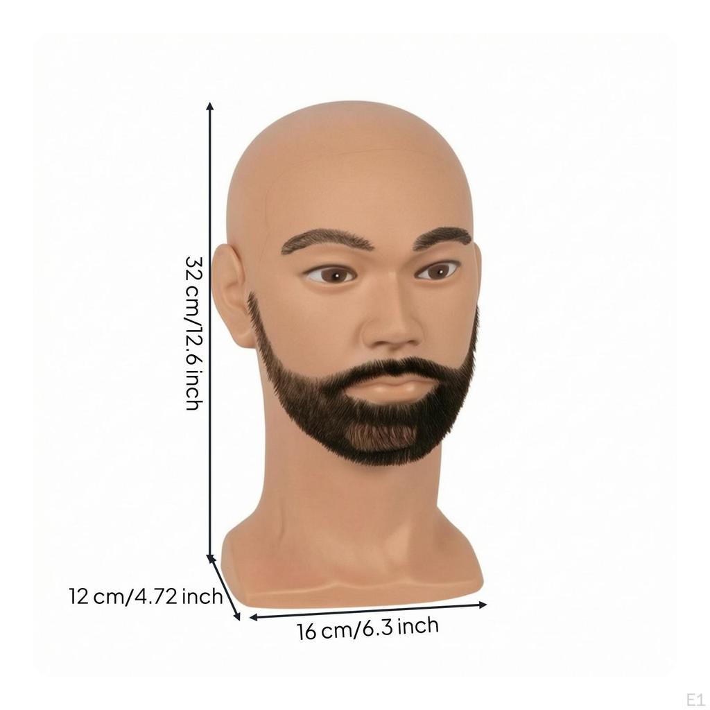 Männlicher Schaufensterkopf Realistisch Glatt Beige für Friseursalons, Friseure
