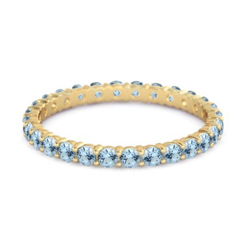 Blue Topaz Full Eternity Ring -925 Sterling Silver Gold Vermeil