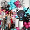Disco Themed Balloon Flower Arch Set Hip Hop Disco Radio Guitar Balloon Rainbow Roller Skating